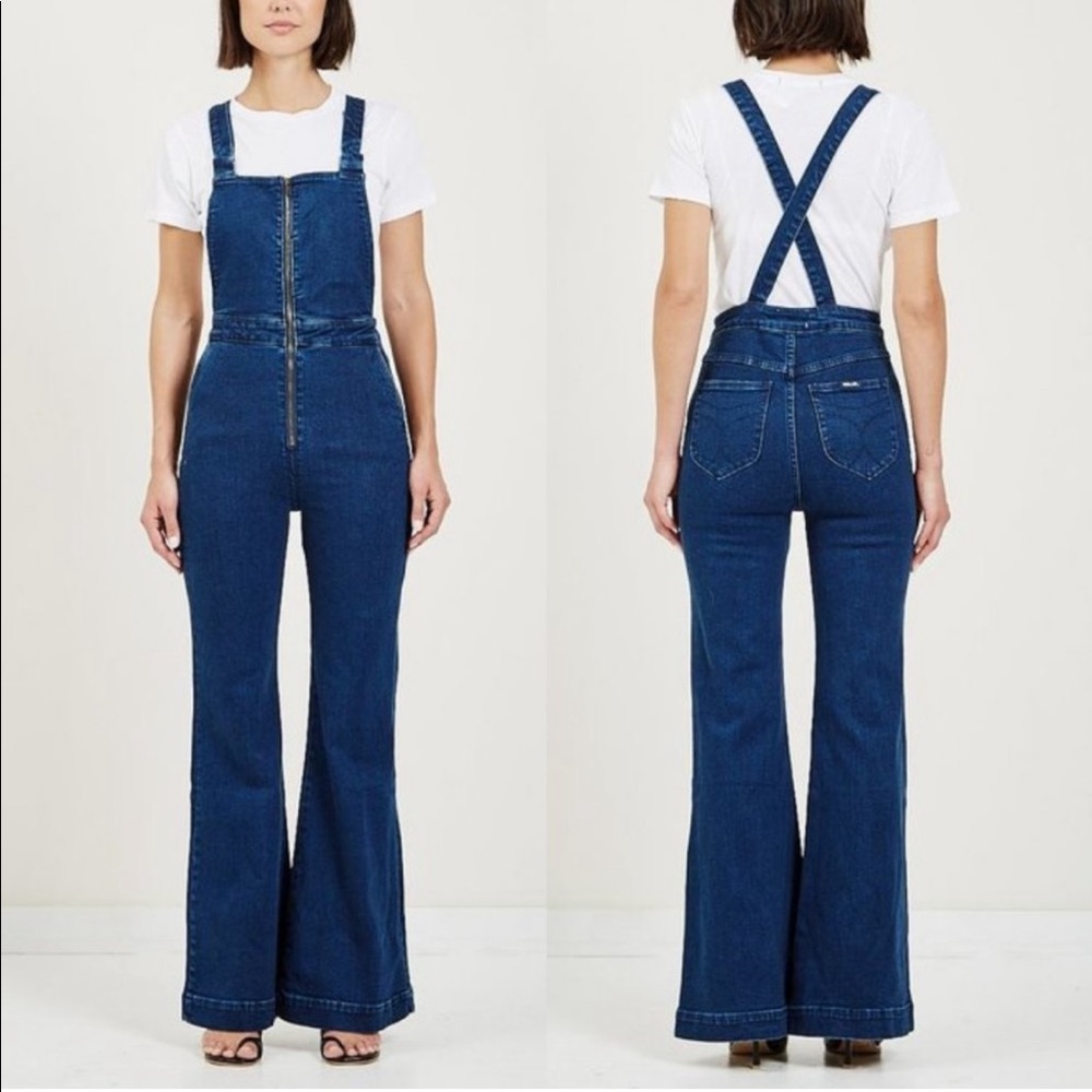 NWT ROLLA’S East Coast Flare Denim Overalls Jumpsuit In Judy Blue